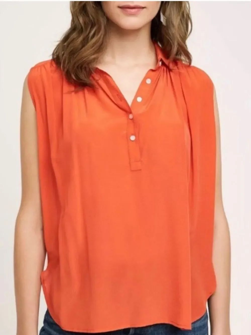 Anthropologie Maeve orange silk sleeveless top extra small